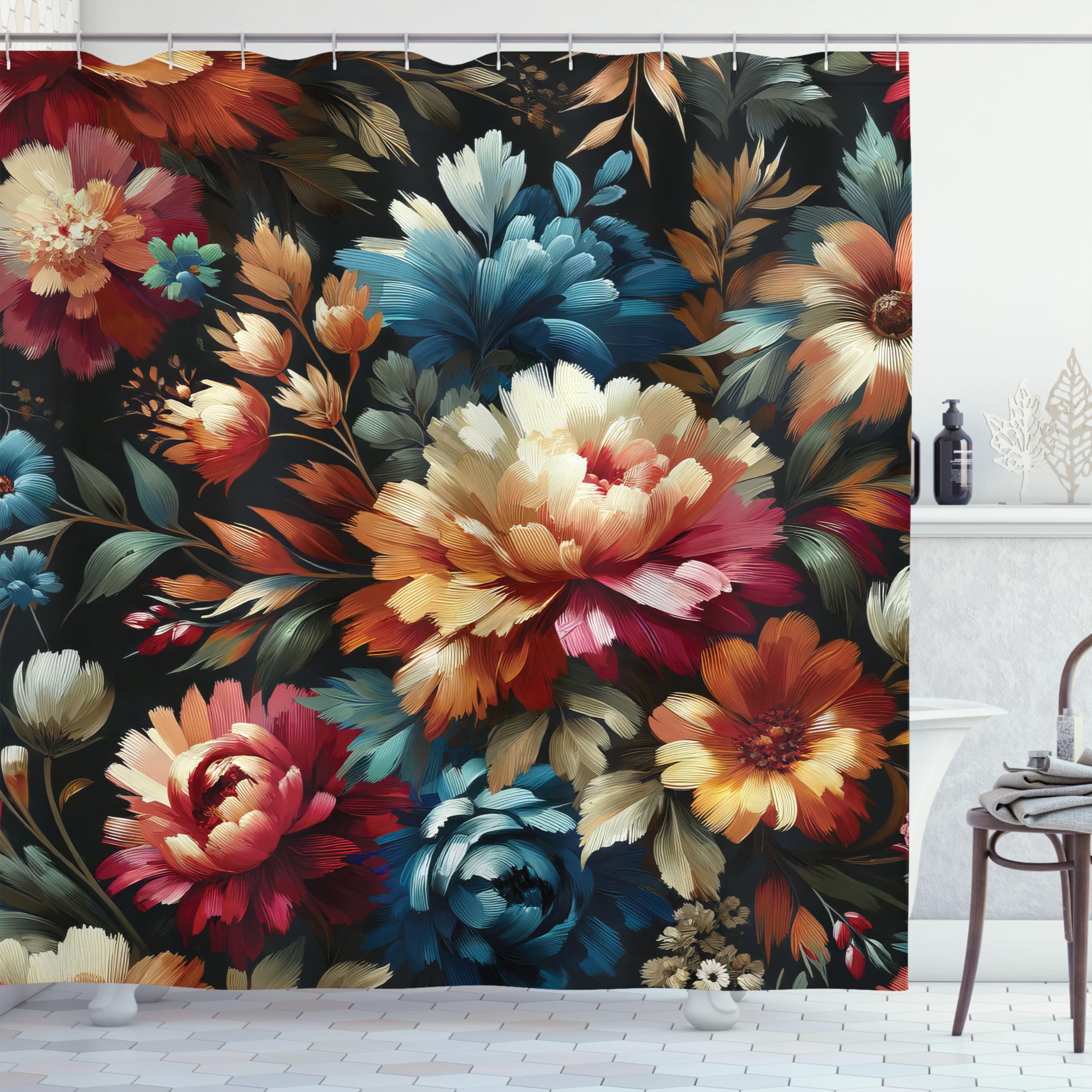 Ambesonne Floral Shower Curtain, Springtime Scene Of Aquarelle Look Garden Scene Flowers Leafy Atmosphere, Cloth Fabric Bathroom